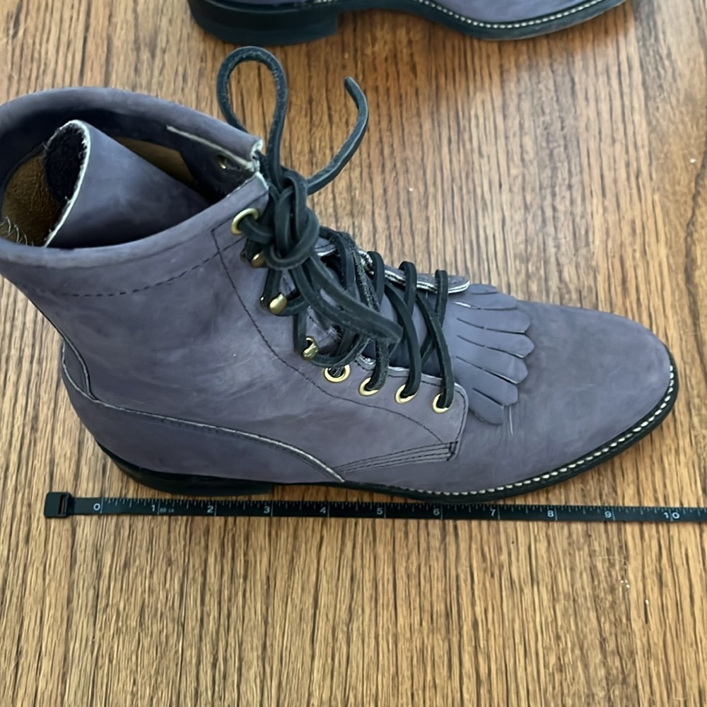 Justin Boots Purple Soft Suede Leather Lace Up Combat Moto Boots With Box - Picture 12 of 15